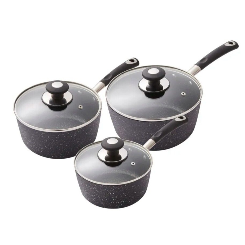 Tower T900111 Precision 3 Piece Pan Set Black, Non-Stick, Forged Aluminium, 10 Year Guarantee