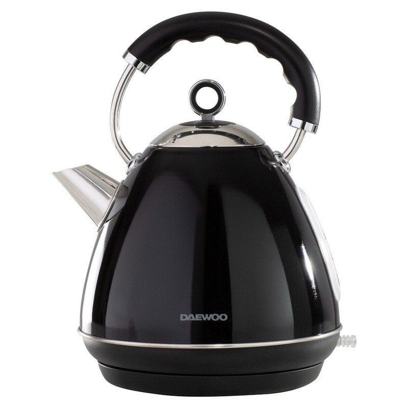 Daewoo Kensington 1.7L 3KW Pyramid Kettle Black & Stainless Steel SDA1577GE