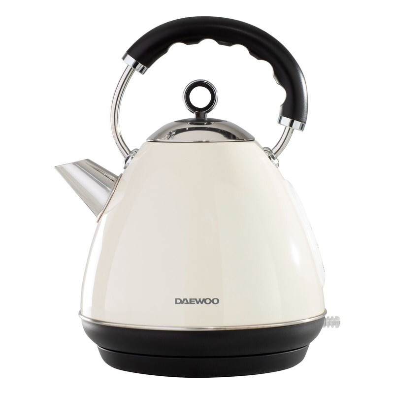 Daewoo Kensington 1.7L 3KW Pyramid Kettle Cream & Stainless Steel SDA1576GE
