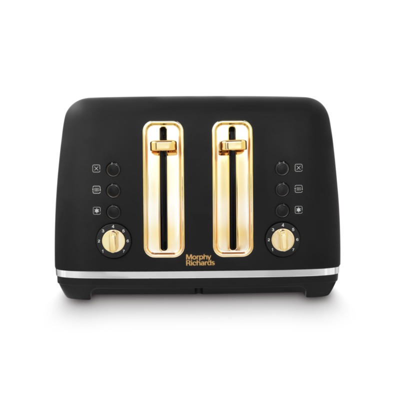 Morphy Richards Accents 4 Slice Toaster in Black with Gold Accents - 242047