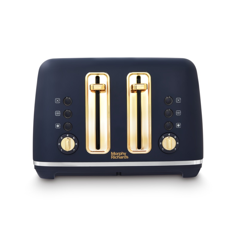 Morphy Richards Accents 4 Slice Toaster in Navy with Gold Accents - 242045