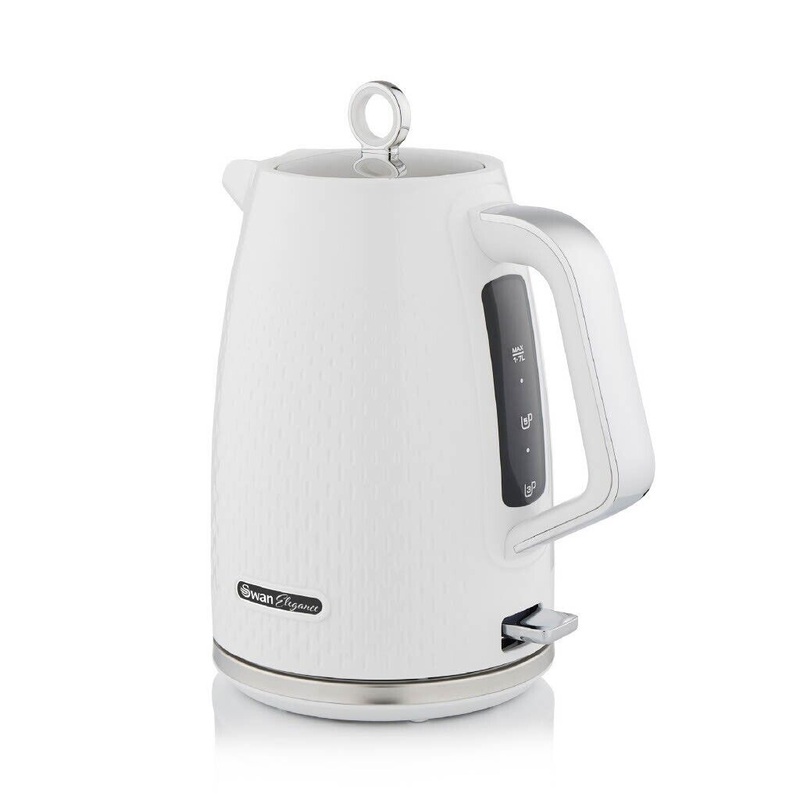 Swan Elegance 1.7L 3KW Kettle Textured White Gloss Finish & Chrome Trim SK14016WHT