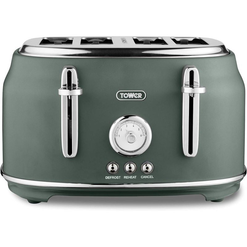 Tower Renaissance 4 Slice Toaster in Forest Green with Chrome Accents T20065FOR