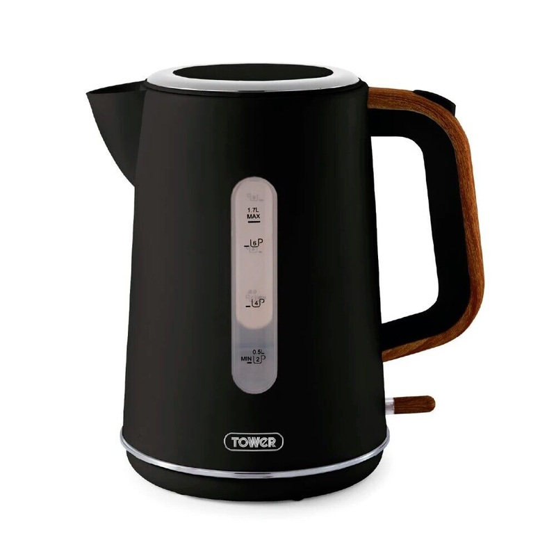 Tower Scandi 1.7L 3KW Black Jug Kettle Rapid Boil T10037BLK 3 Year Guarantee