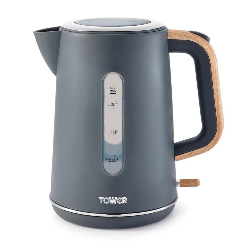 Tower Scandi 1.7L 3KW Grey Jug Kettle Rapid Boil T10037G 3 Year Guarantee