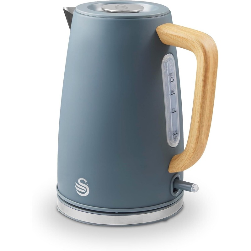 Swan Fjord 1.7L Jug Kettle Scandinavian Minimalist Design Grey/Wooden Accents