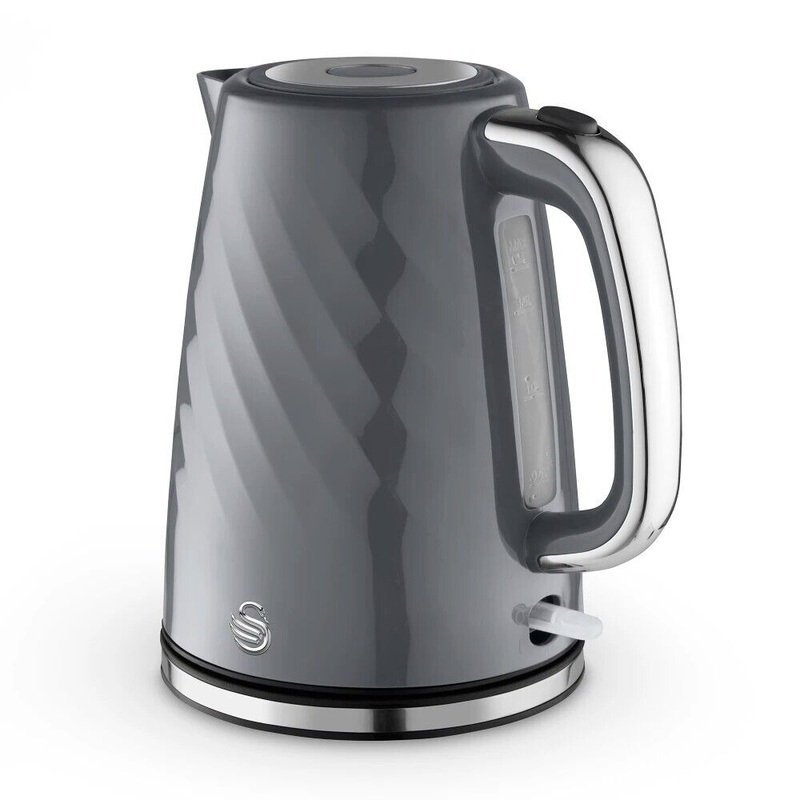 Swan Windsor Grey 1.7L Kettle Textured Finish with Chrome Accents SK14611GRY