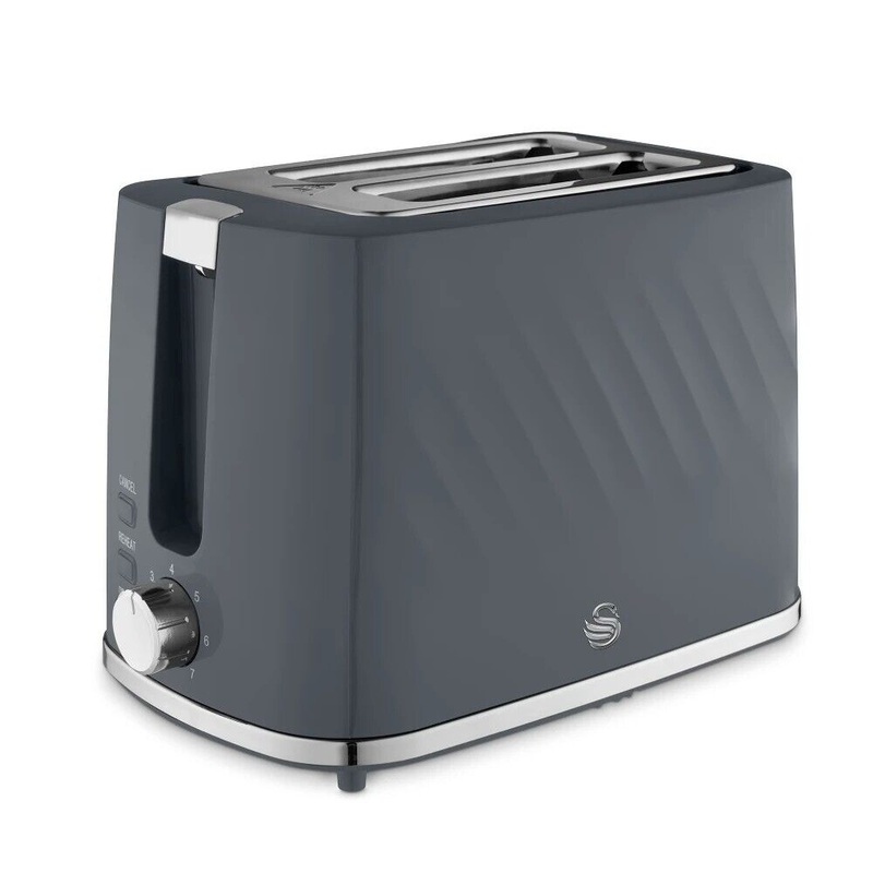Swan Windsor Grey  2 Slice Toaster Textured Finish/Chrome Accents ST14071GRY