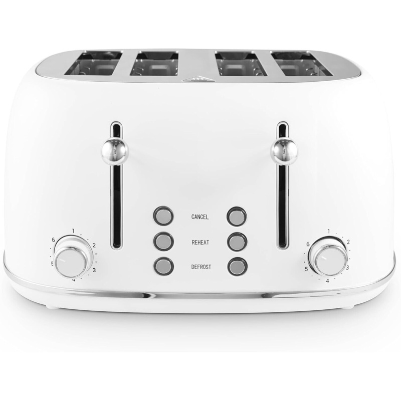 Tower Heritage 4 Slice Toaster In White & Chrome