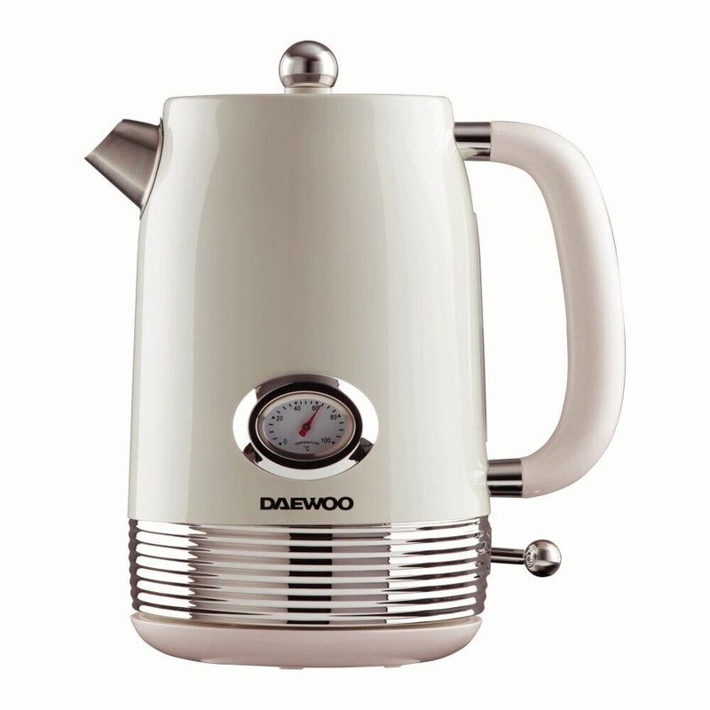 Daewoo Denver Buttermilk 1.5L 3KW Kettle - Stylish design with Temperature Gauge