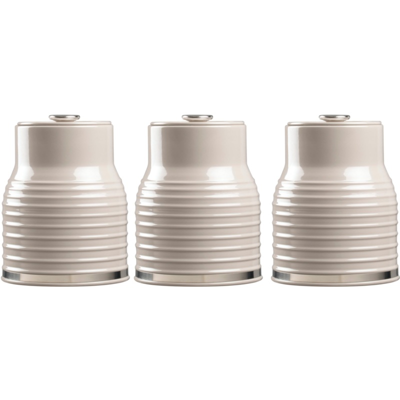 Daewoo Sienna Taupe Tea Coffee Sugar Canisters Kitchen Storage Set KAS1852GE