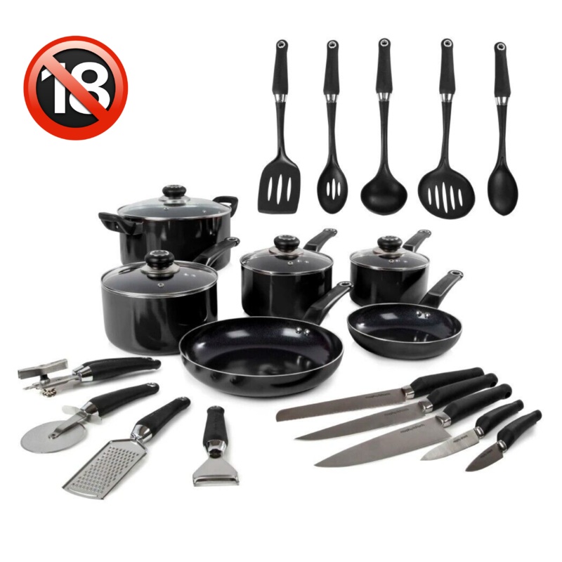 Morphy Richards Equip 20 Piece Cookware Set. 6 Piece Pan Set & 14 Kitchen Utensils/Tools 970050