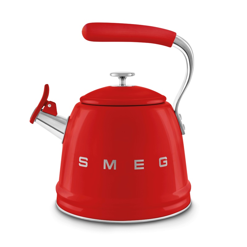 SMEG 50`s Style Whistling 2.3L Stovetop Kettle in Red WKF01RD