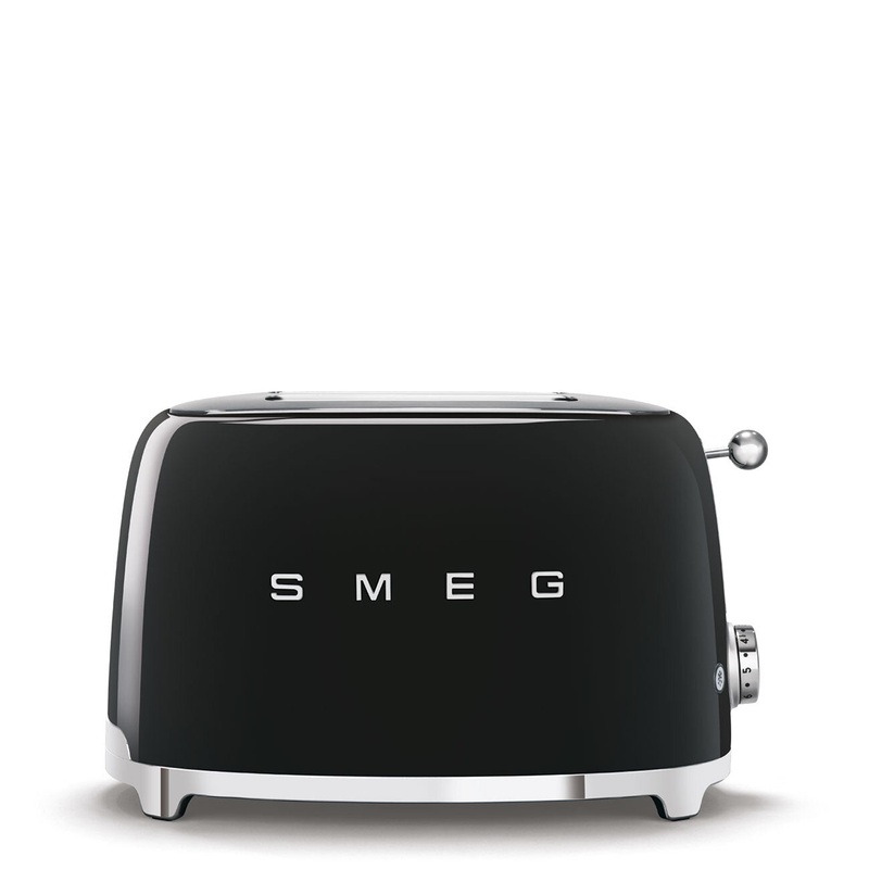 SMEG Black 2 Slice Toaster TSF01BLUK - Retro 50`s Design Toaster