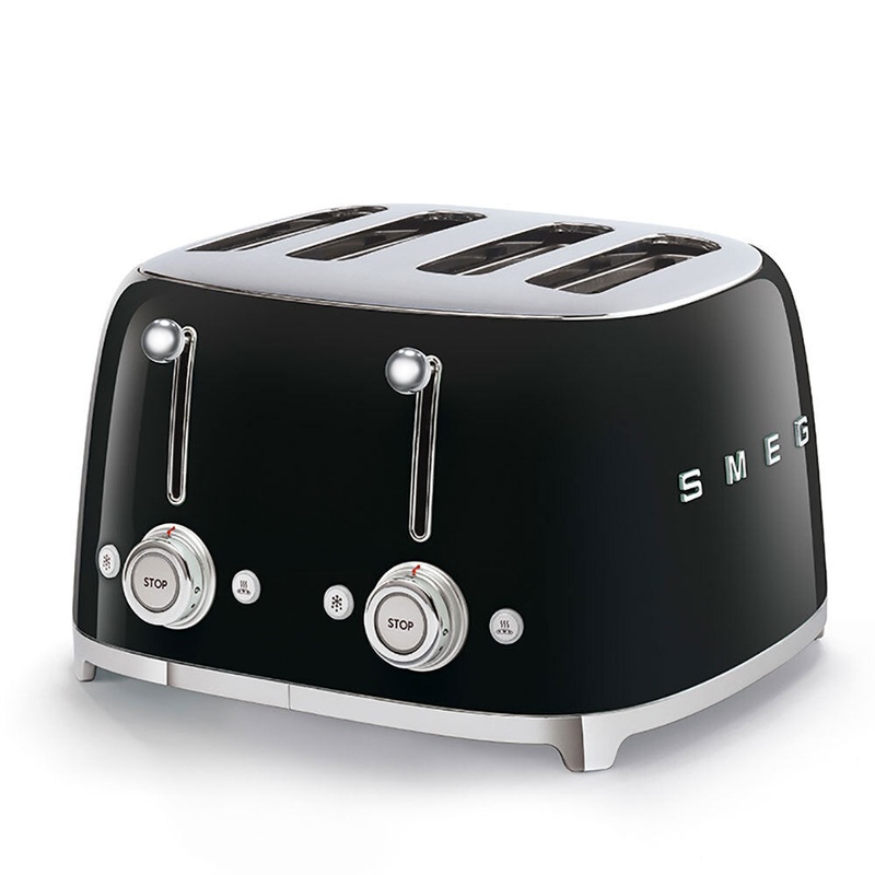 SMEG Black 4 Slice Toaster TSF03BLUK - Retro 50s 4 Slice Toaster