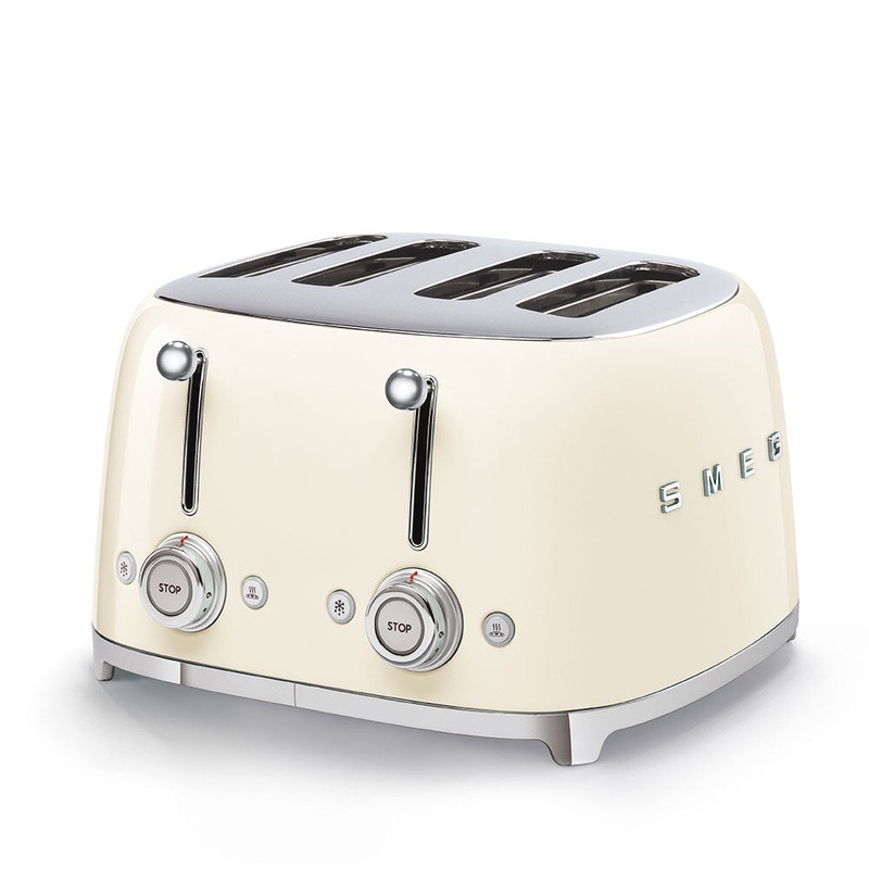 SMEG Cream 4 Slice Toaster TSF03CRUK - 50`s Retro Design Toaster