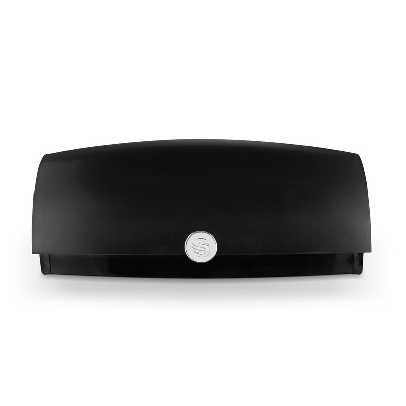 Swan Townhouse Black Bread Bin with Roll Top Lid SWKA18529BLK