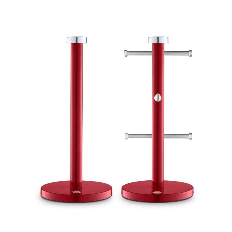 Swan Townhouse Red Mug Tree & Towel Pole Kitchen Storage Set SWKA18531RN