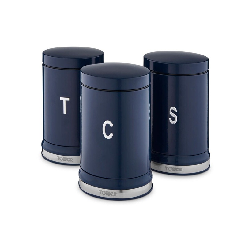 Tower Belle Midnight Blue Tea Coffee Sugar Canisters Kitchen Storage Set