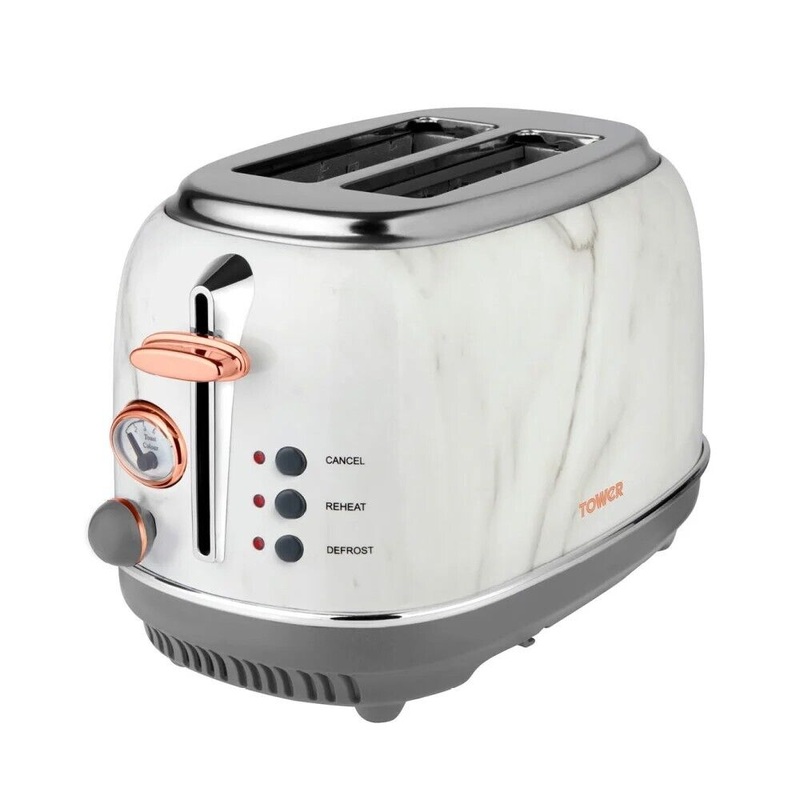 Tower Bottega 2 Slice Toaster Marble & Rose Gold Stainless Steel T20016WMRG