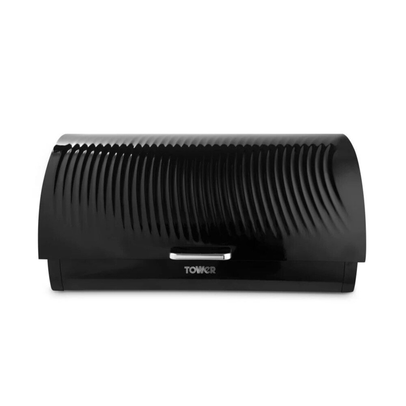Tower Sonar Black Bread Bin Black - Textured Ripple Design T826219BLK