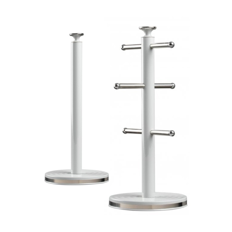 Daewoo Sienna Grey Mug Tree & Towel Pole Matching Kitchen Storage Set