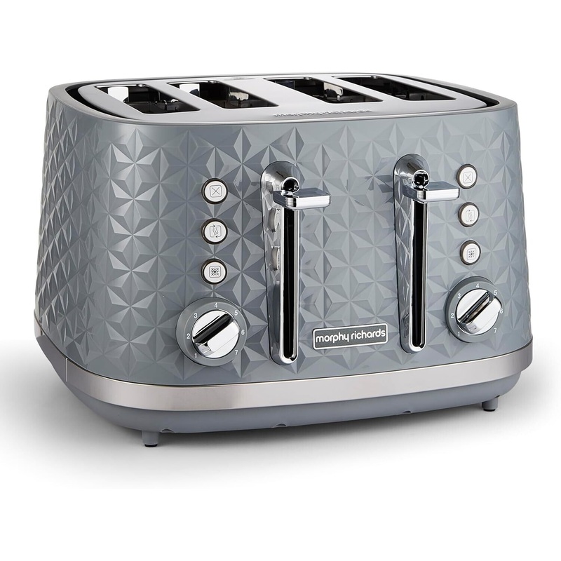 Morphy Richards Grey Vector 4 Slice Toaster High Gloss Geometric Design 248135
