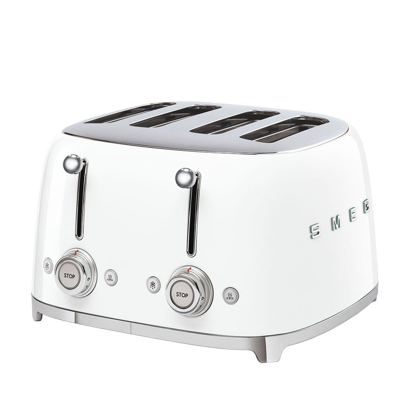 Smeg 4 Slice Toaster in White TSF03WHUK - Retro 50`s Design Toaster