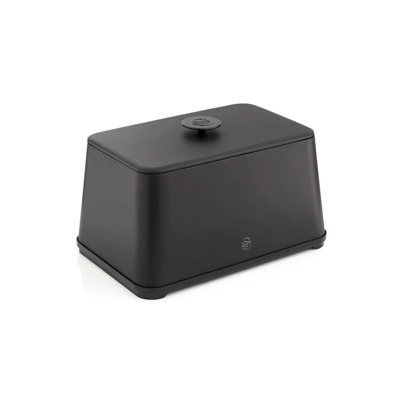 Swan Stealth Black Breadbin - Modern Design Kitchen Storage - Large Capacity