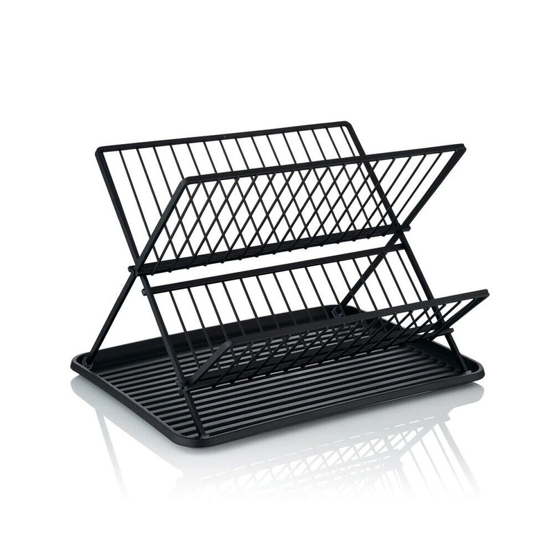 Swan Stealth Collapsible Iron Dish Rack  - 2 Tier Design Matte Black SWKA5071BLK