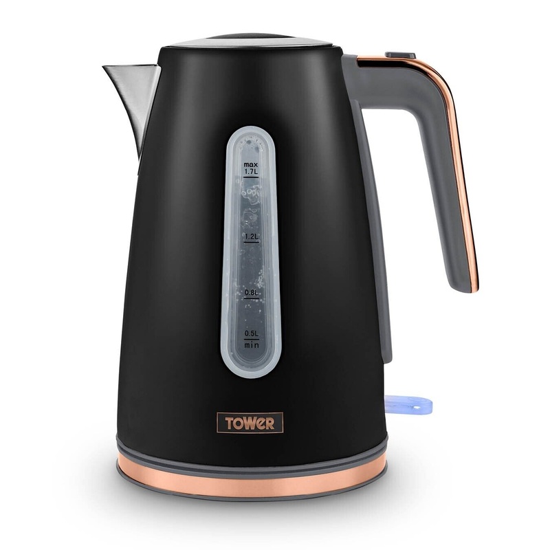 Tower Cavaletto T10066BLK 1.7L 3KW Jug Kettle. Rapid Boil. Black & Rose Gold