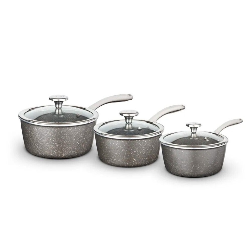 Tower Cerastone 3 Piece Saucepan Set Pro Forged Aluminium Non Stick Pan Set