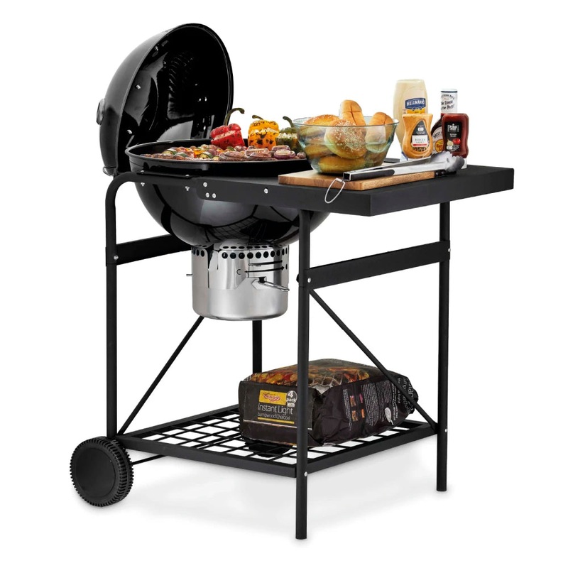 Tower Kettle Grill BBQ with Built-in Side Table and Storage Holder T978572