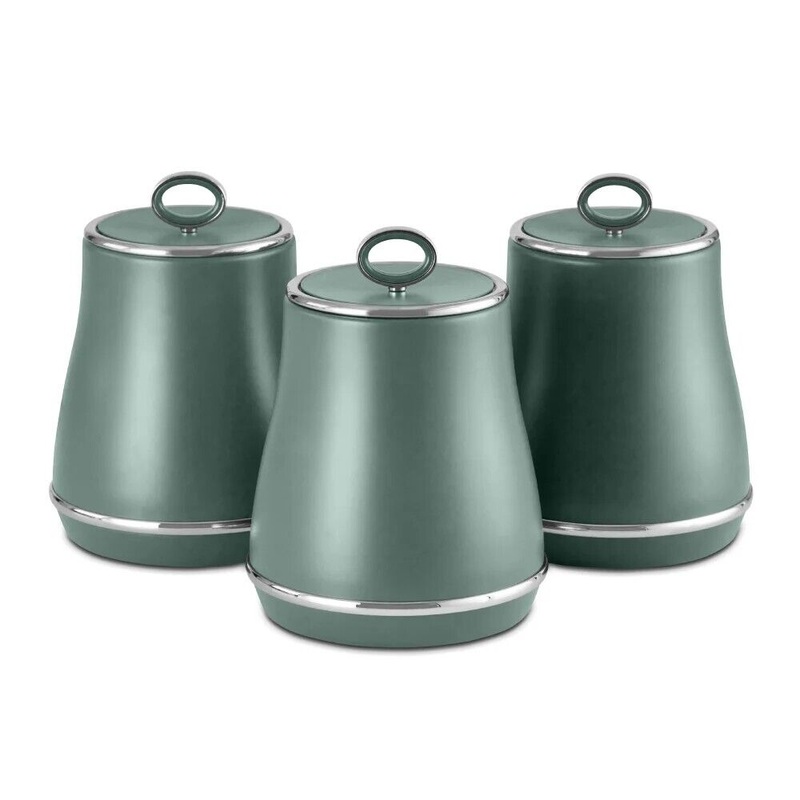 Tower Renaissance Tea Coffee Sugar Canisters Forest Green Set of 3 T826176FOR