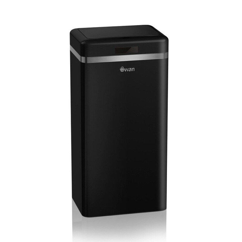 Swan Retro 45L Square Sensor Bin  Vintage Design Kitchen Waste Bin in Black SWKA4500BN
