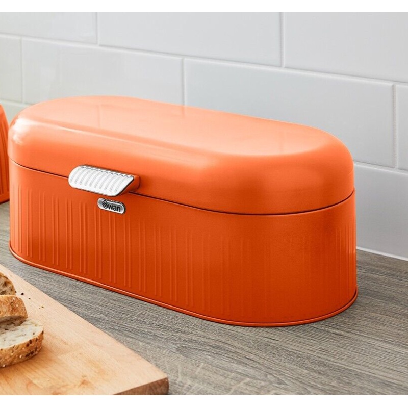 SWAN Retro Orange Bread Bin - Cool 50`s Design Bread Bin with 2 Year Guarantee