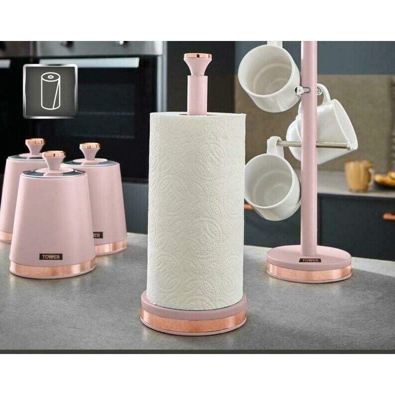Tower Cavaletto Kitchen Canisters, Mug Tree, Towel Pole Set Pink & Rose Gold