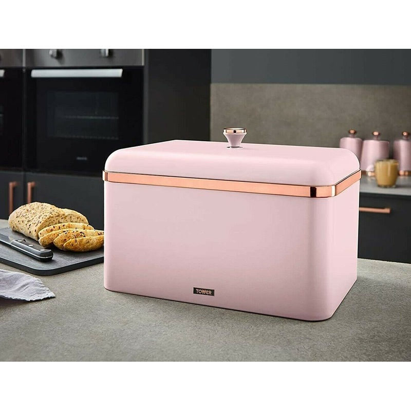 Tower Cavaletto Pink & Rose Gold Bread Bin Kitchen Storage