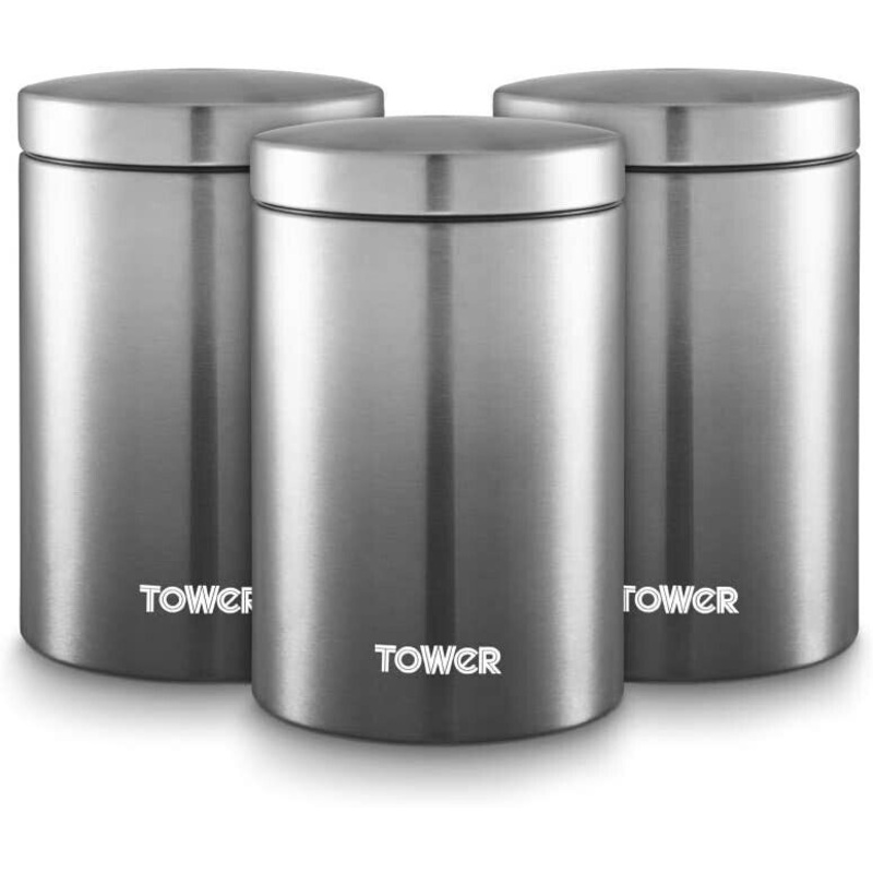TOWER Infinity Ombre Tea Coffee Sugar Kitchen Storage Canisters Set in Graphite