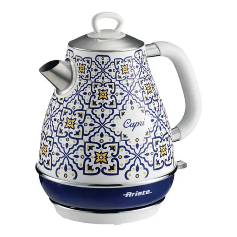 Ariete Capri Jug Style 1.7L Kettle. White and Blue Design Kettle AR8962
