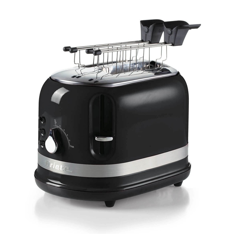 Ariete Moderna Black 2 Slice Toaster with Tongs AR1492