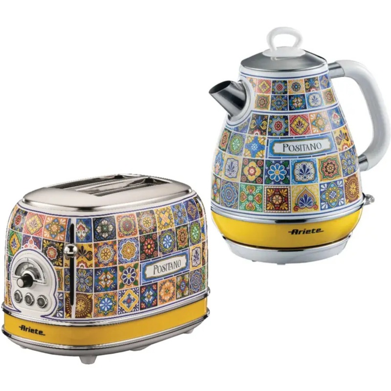 Ariete Positano 1.7L Kettle and 2 Slice Toaster Multi-Coloured Breakfast Set AR8961 / AR5511