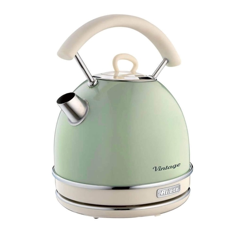 Ariete Vintage Green 1.7L Retro Style Dome Kettle - Electric Cordless Kettle AR7704