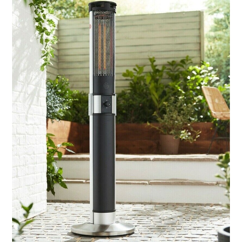 Swan 2KW Electric Patio Heater Outdoor Garden Heater Free Standing & IP24 Rated