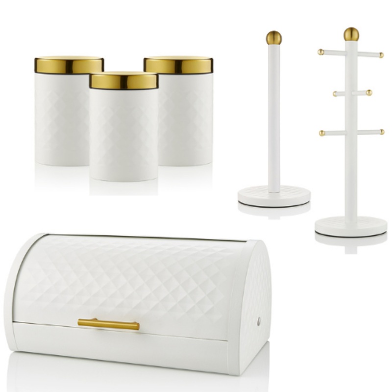 SWAN Gatsby Bread Bin, Canisters Mug Tree & Towel Pole Vintage 1920s Kitchen Set