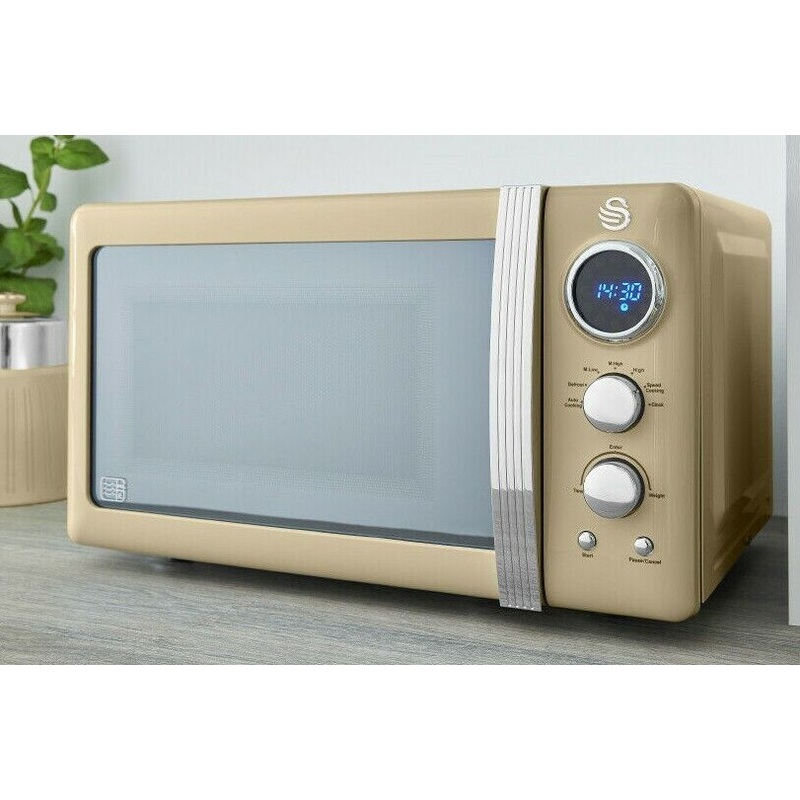 Swan Retro Cream Digital 800W 20L Microwave SM22030LCN