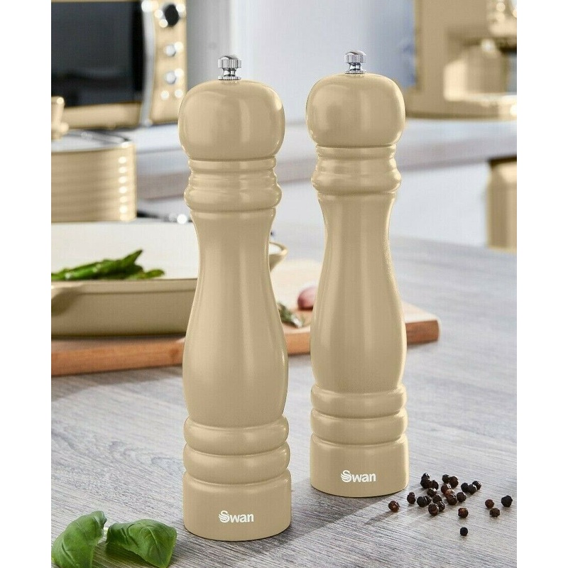 Swan Retro Salt & Pepper Mills in Cream. Vintage Style Salt & Pepper Grinders