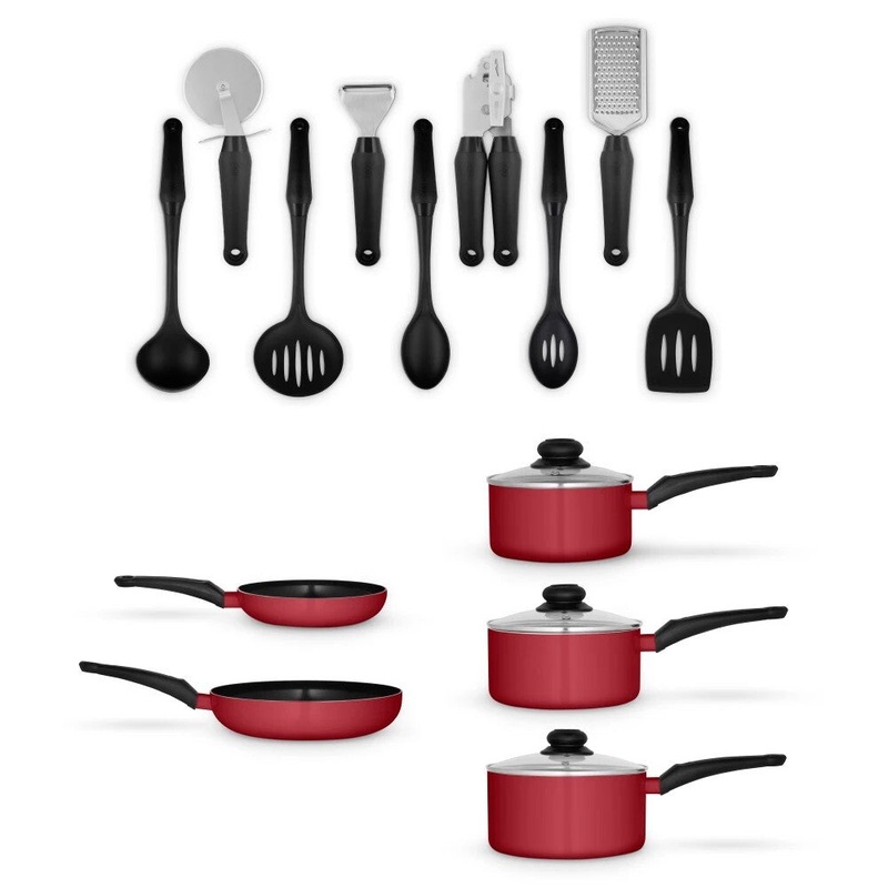 Swan Townhouse 14 Piece Cookware & Kitchen Tool / Pan Set in Red SWPS5022RED
