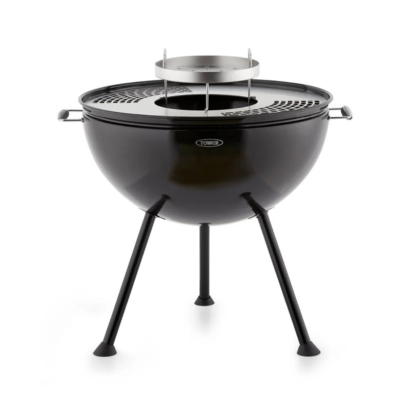Tower 2-in-1 Sphere Fire Pit and Charcoal BBQ Grill with Handles and Protective Cover T978512