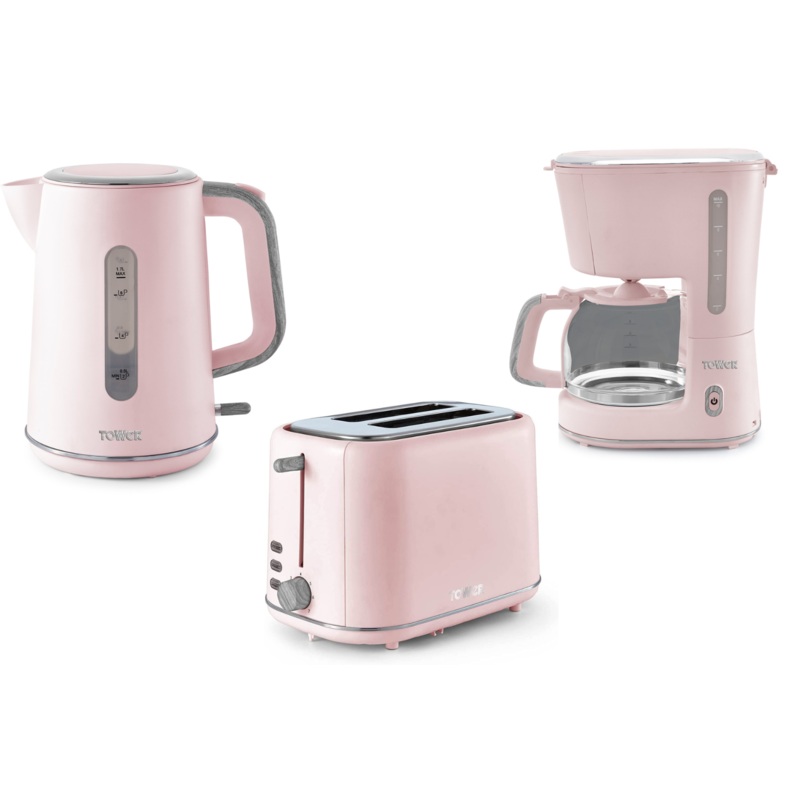 Tower Scandi Pink Kettle 2 Slice Toaster & Coffee Maker Scandinavian Style Set